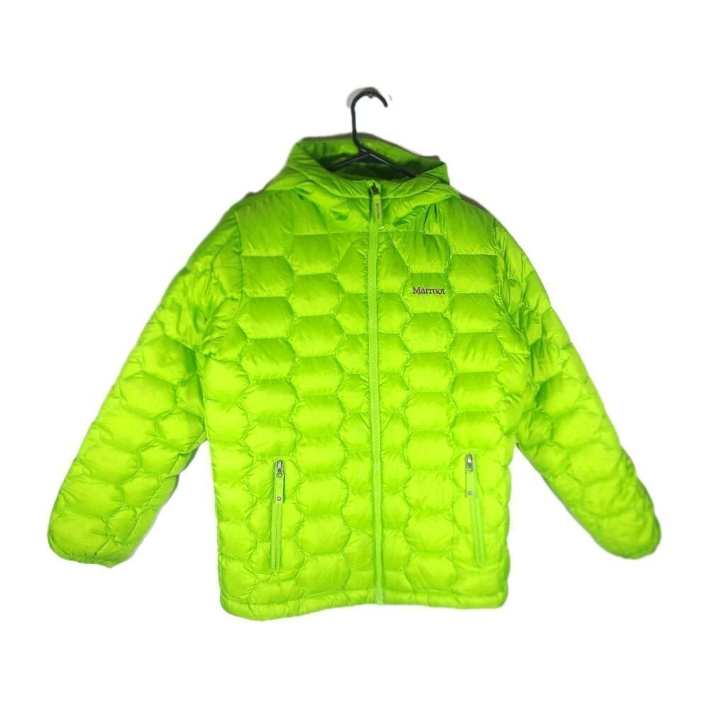 MARMOT Girls Ama Dablam XL Green 700 fill Down FullZip Hooded Puffer Jacket